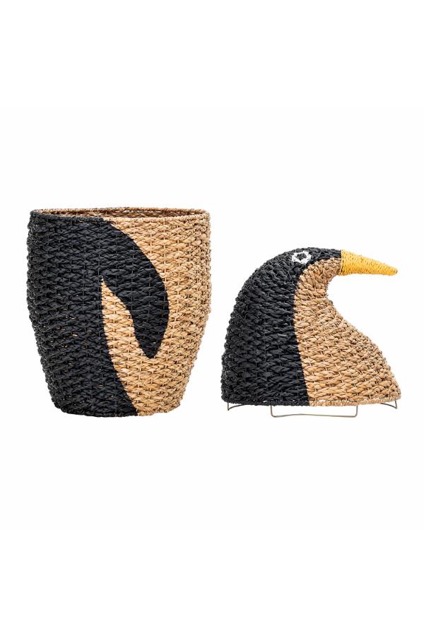 Bloomingville Mini Tazia Basket w/Lid, Black, Bankuan Grass