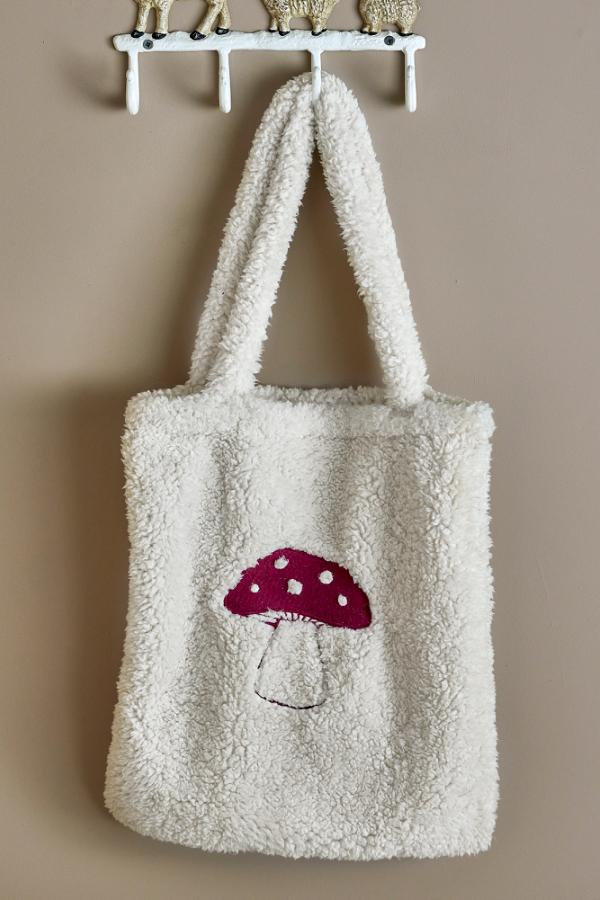 Bloomingville Mini Mushroom Bag, White, Polyester