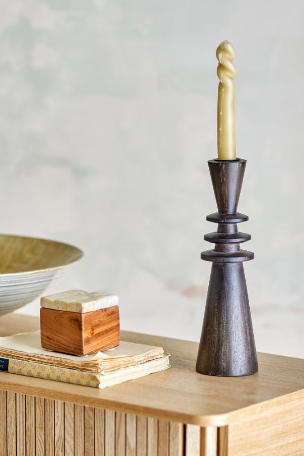 Bloomingville Armel Candle Holder, Black, Mango