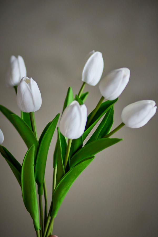 Bloomingville Tulip Bouquet, White, Artificial Flowers