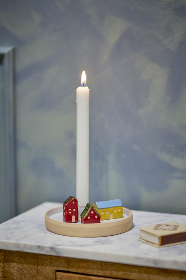 Bloomingville Coze Candle Holder, White, Stoneware