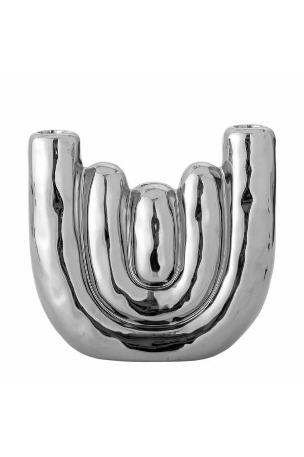 Bloomingville Shine Candle Holder, Silver, Stoneware