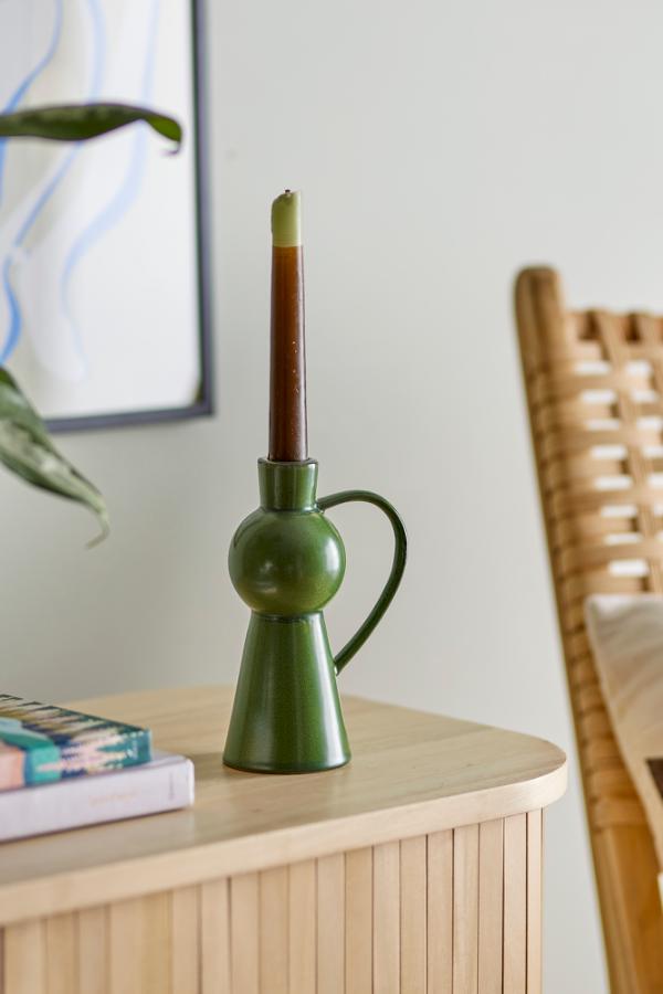 Bloomingville Fija Candle Holder, Green, Stoneware