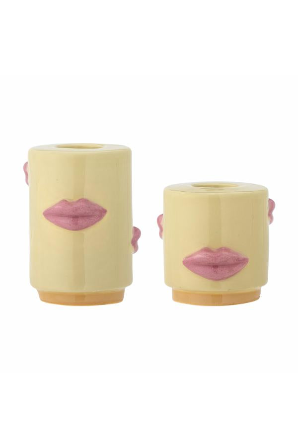 Bloomingville Sassy Candle Holder, Yellow, Stoneware