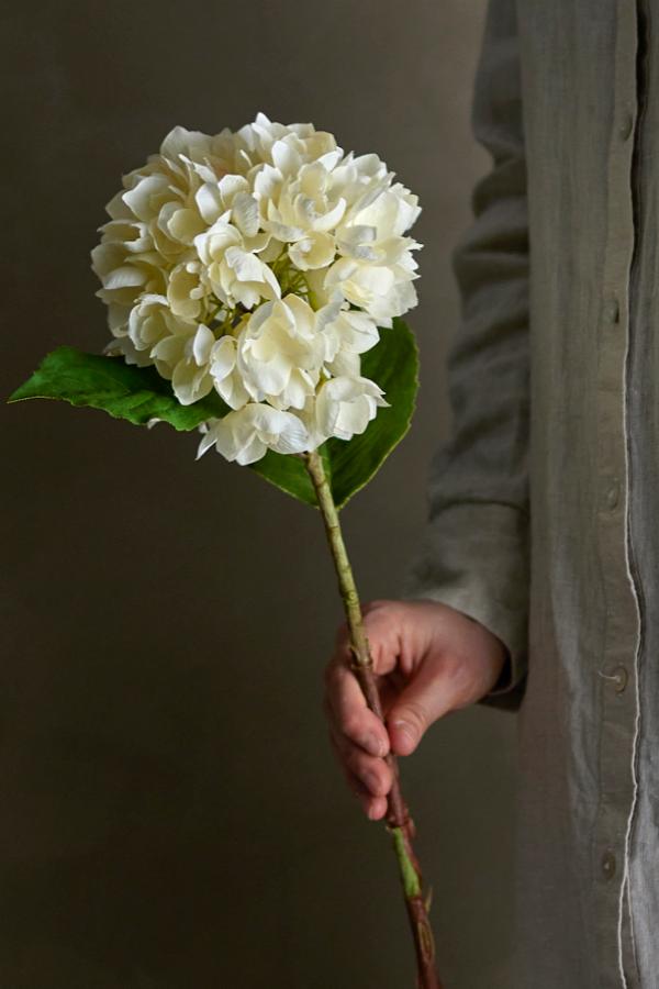Bloomingville Hydrangea Stem, White, Artificial Flowers