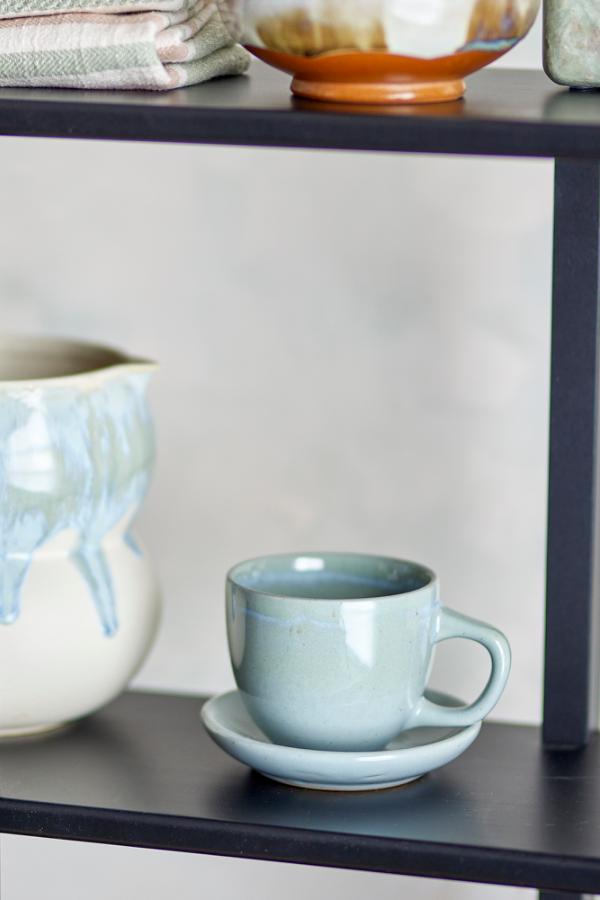 Bloomingville Brenta Cup w/Saucer, Blue, Stoneware