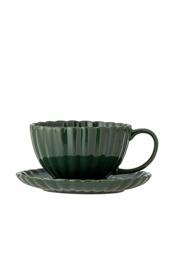 Bloomingville Latina Cup w/Saucer, Green, Stoneware