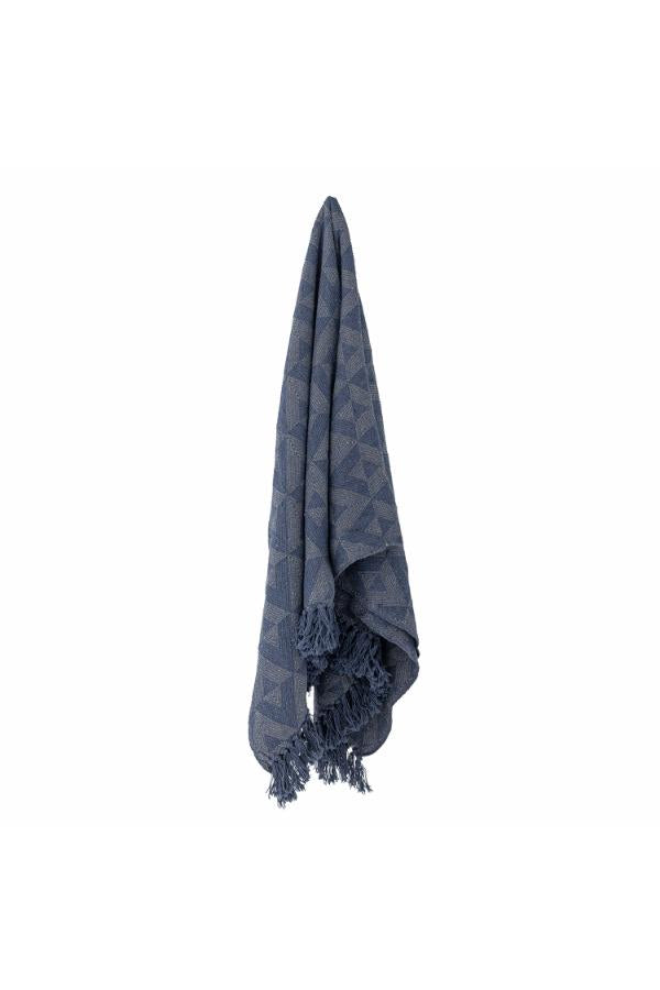 Bloomingville Udine Throw, Blue, Recycled Cotton