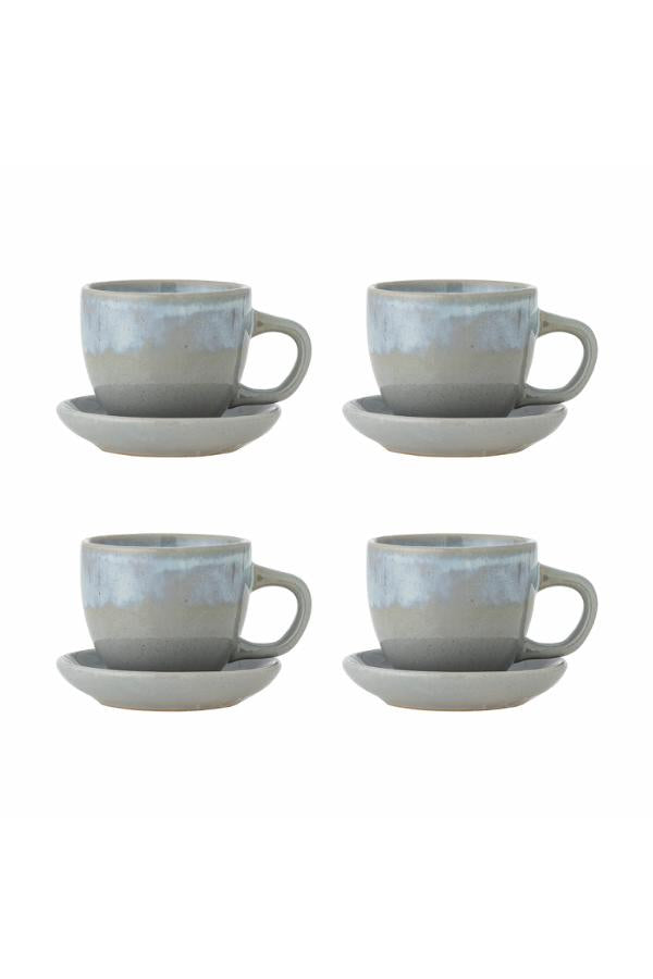 Bloomingville Brenta Cup w/Saucer, Blue, Stoneware