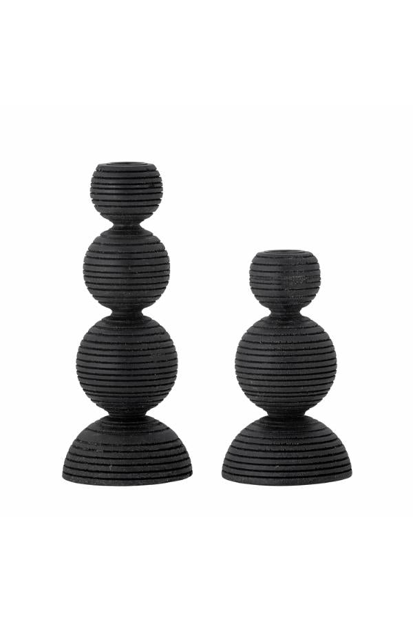 Bloomingville Kipp Candle Holder, Black, Pine