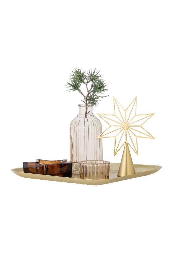 Bloomingville Sanga Tray w/Votive, Gold, Glass