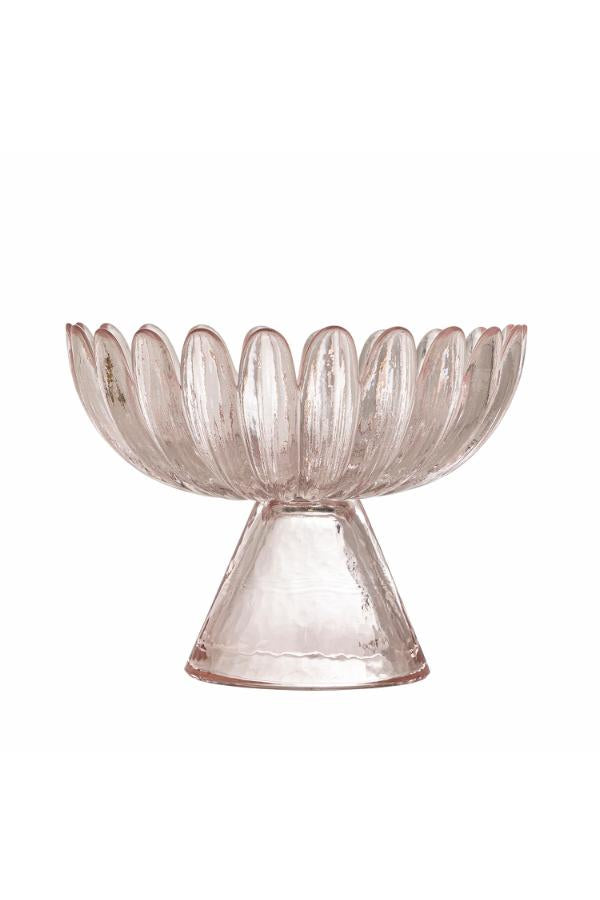 Bloomingville Nalu Pedestal Bowl, Rose, Glass