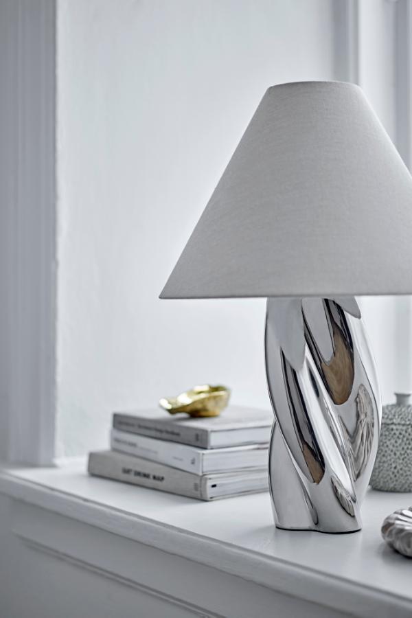 Bloomingville Silva Table lamp, Silver, Stoneware