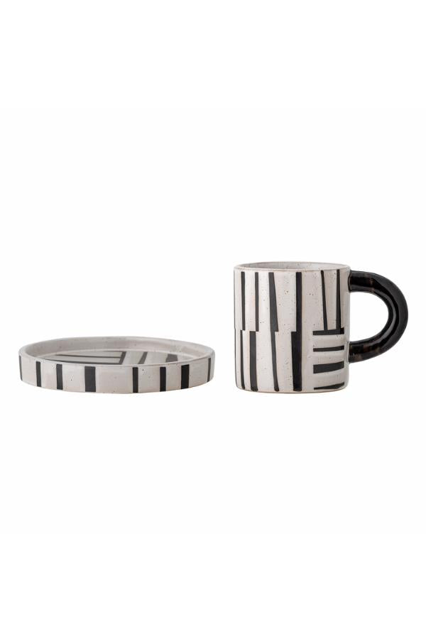 Bloomingville Frankie Cup w/Saucer, Black, Stoneware