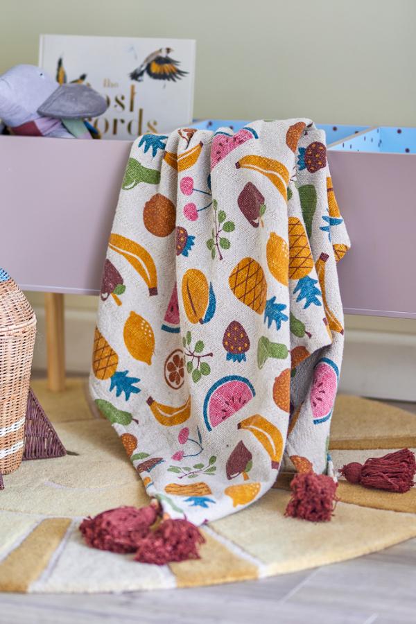 Bloomingville Mini Fruitta Throw, Multi, Recycled Cotton