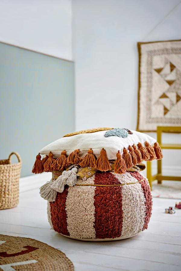 Bloomingville Mini Charoline Pouf, Brown, Cotton