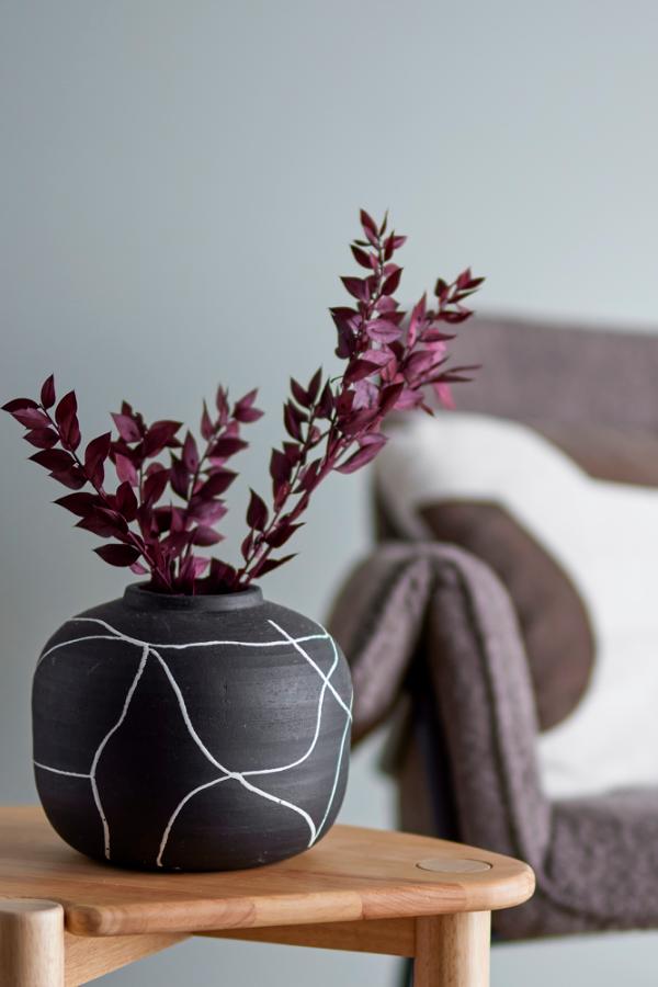 Bloomingville Niza Deco Vase, Black, Terracotta