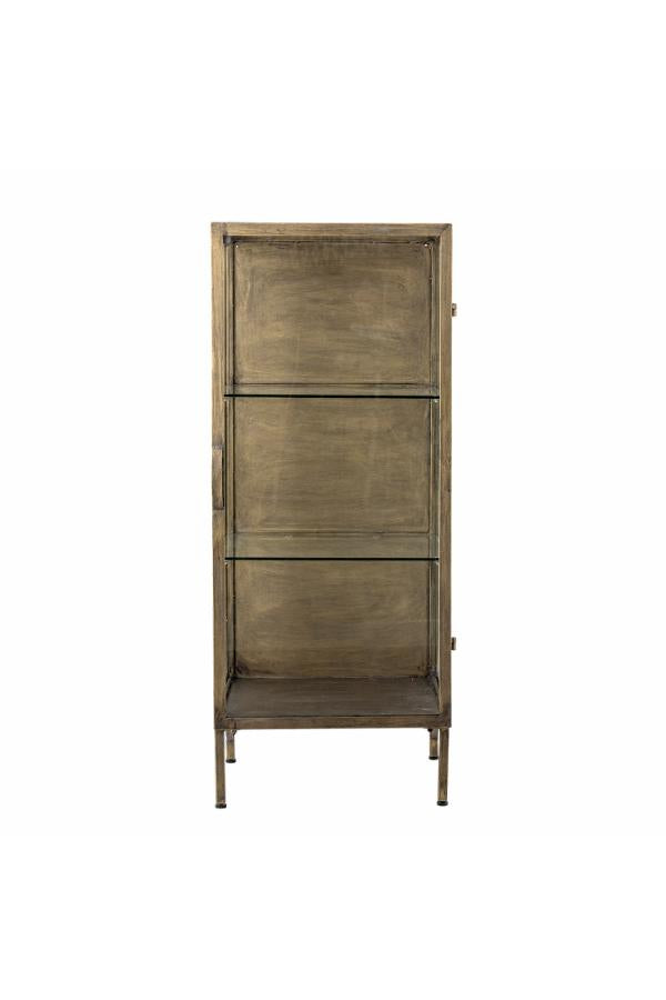 Bloomingville Saone Cabinet, Brass, Tempered glass