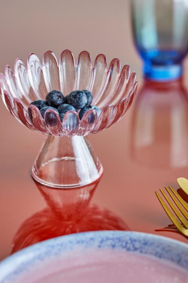 Bloomingville Nalu Pedestal Bowl, Rose, Glass