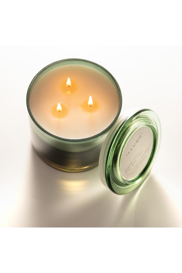 Illume Hinoki Sage Statement Glass Candle, Green,
