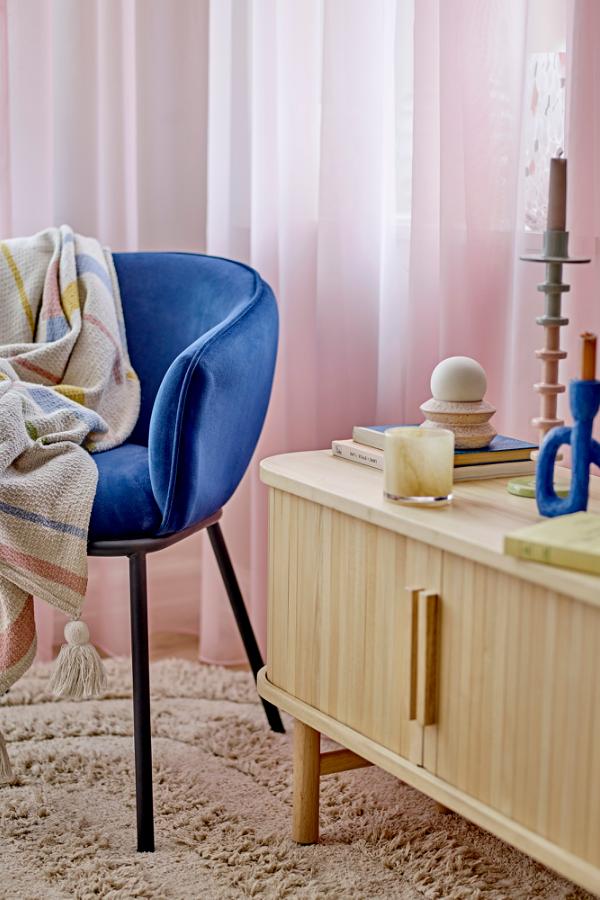 Bloomingville Cortone Dining Chair, Blue, Recycled Polyester