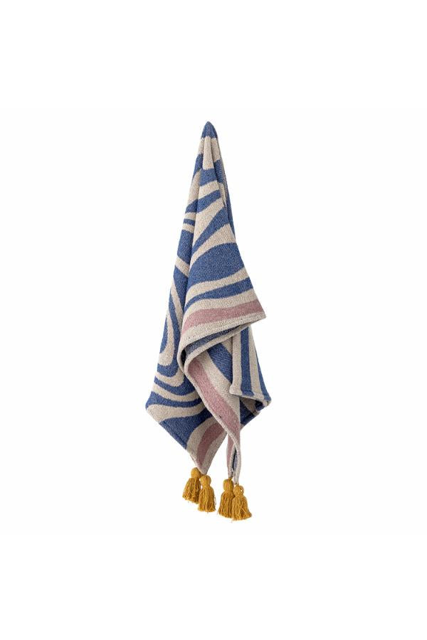 Bloomingville Arlie Throw, Blue, Recycled Cotton