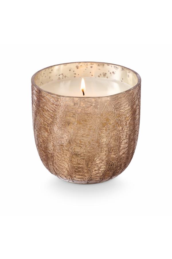 Illume Woodfire Crackle Glass Candle, Brown,