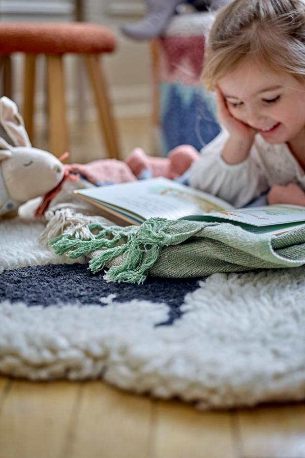 Bloomingville Mini Dolly Rug, White, Wool