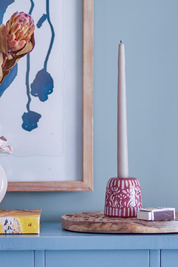 Bloomingville Samsin Candle Holder, Purple, Stoneware