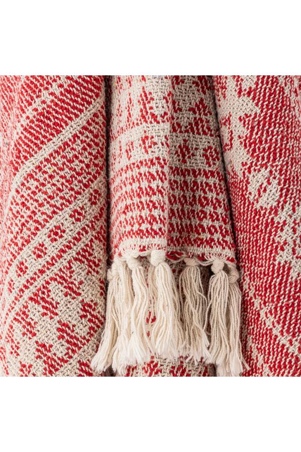 Bloomingville Oia Throw, Red, Recycled Cotton