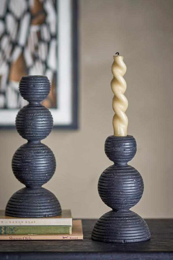 Bloomingville Kipp Candle Holder, Black, Pine