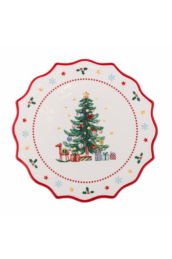Bloomingville Naive Cake Tray, Red, Ceramic