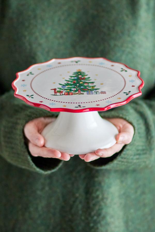 Bloomingville Naive Cake Tray, Red, Ceramic