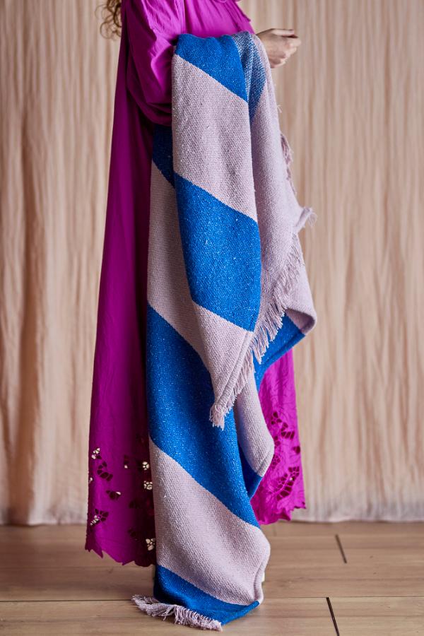 Bloomingville Cadeo Throw, Blue, Recycled Cotton