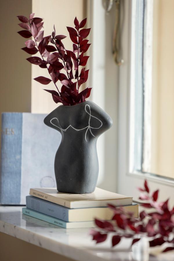 Bloomingville Lulu Deco Vase, Black, Terracotta