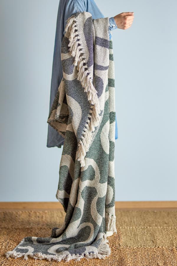 Bloomingville Salobre Throw, Black, Recycled Cotton