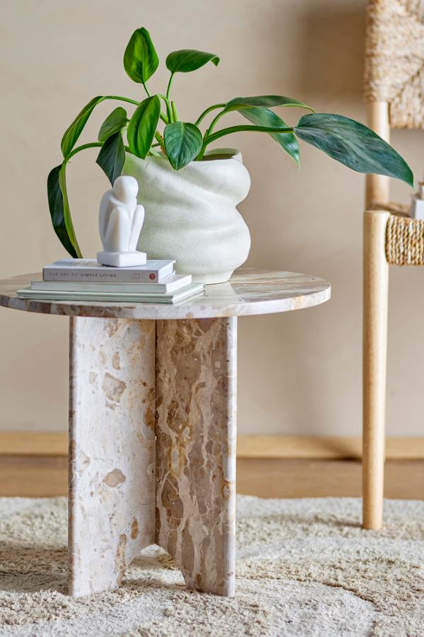 Bloomingville Jasmia Side Table, Brown, Marble