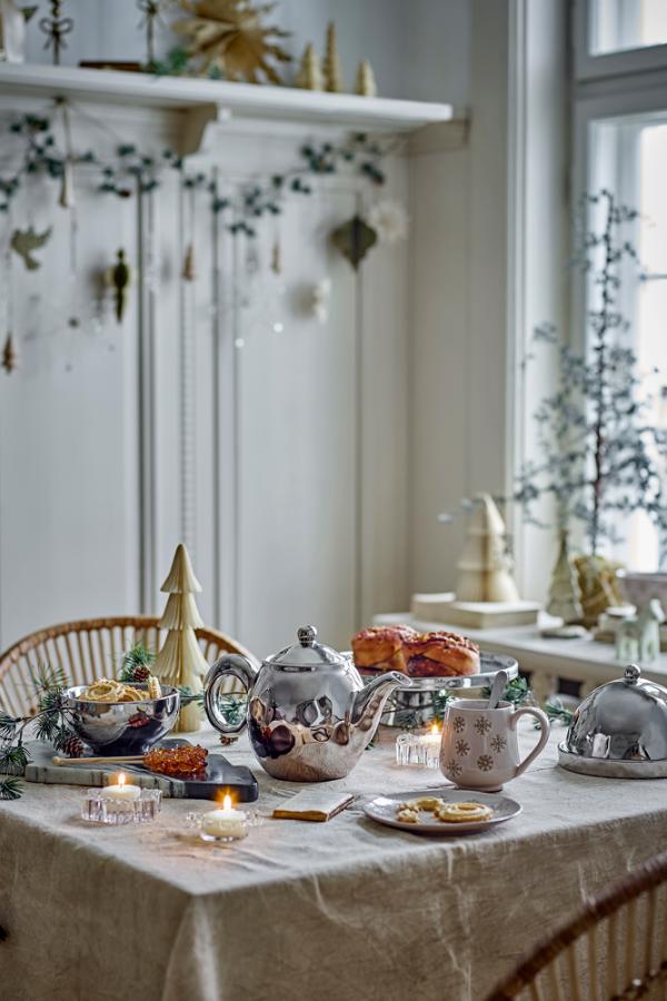 Bloomingville Shine Cake Tray, Silver, Stoneware