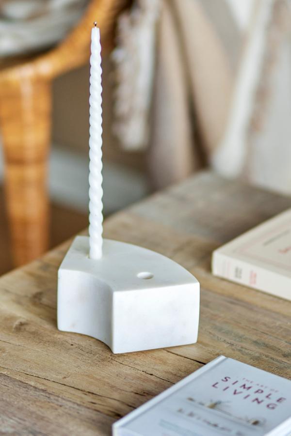Bloomingville Florida Candle Holder, White, Marble