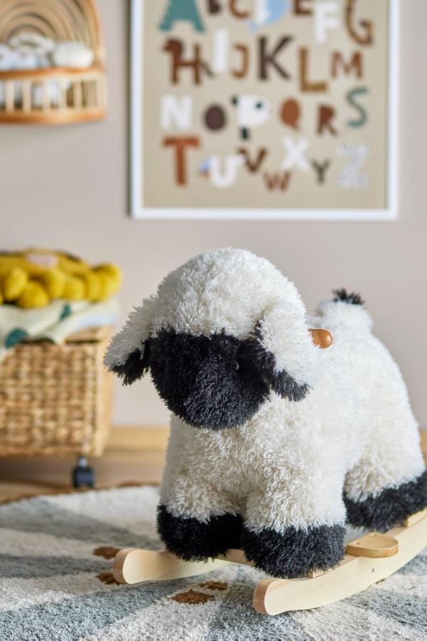 Bloomingville Mini Dolly Rocking Toy, Sheep, White, Polyester