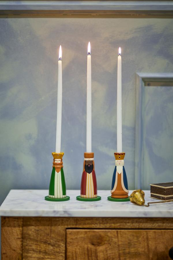 Bloomingville Betiel Candle Holder, Multi, Beech