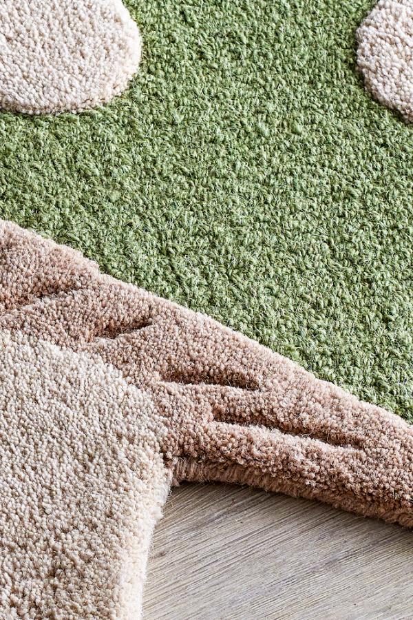 Bloomingville Mini Mushroom Rug, Green, Wool
