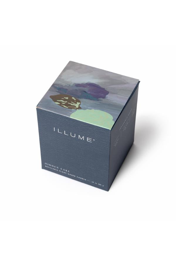 Illume Hidden Lake Box Glass Candle, Blue,