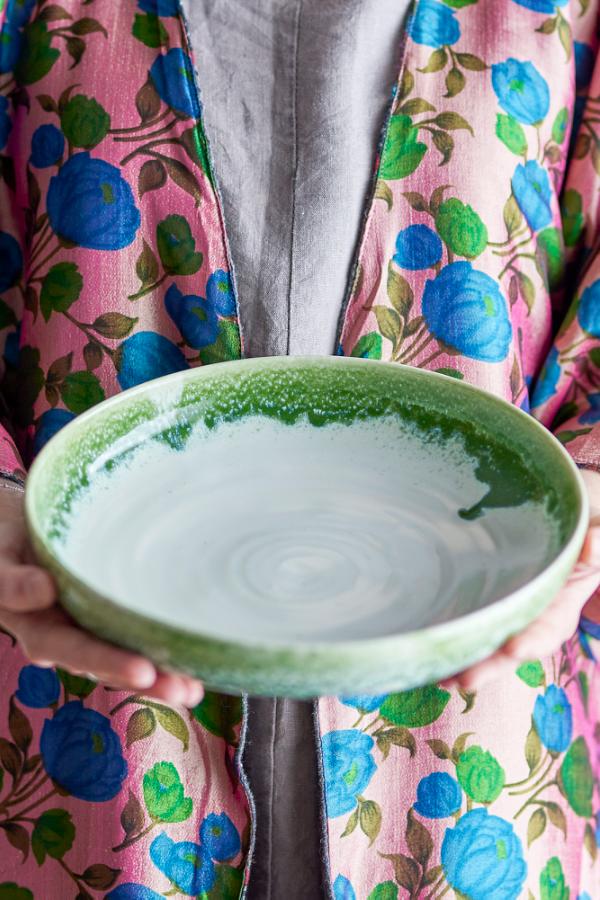 Creative Collection Prim Serving Plate, Green, Stoneware