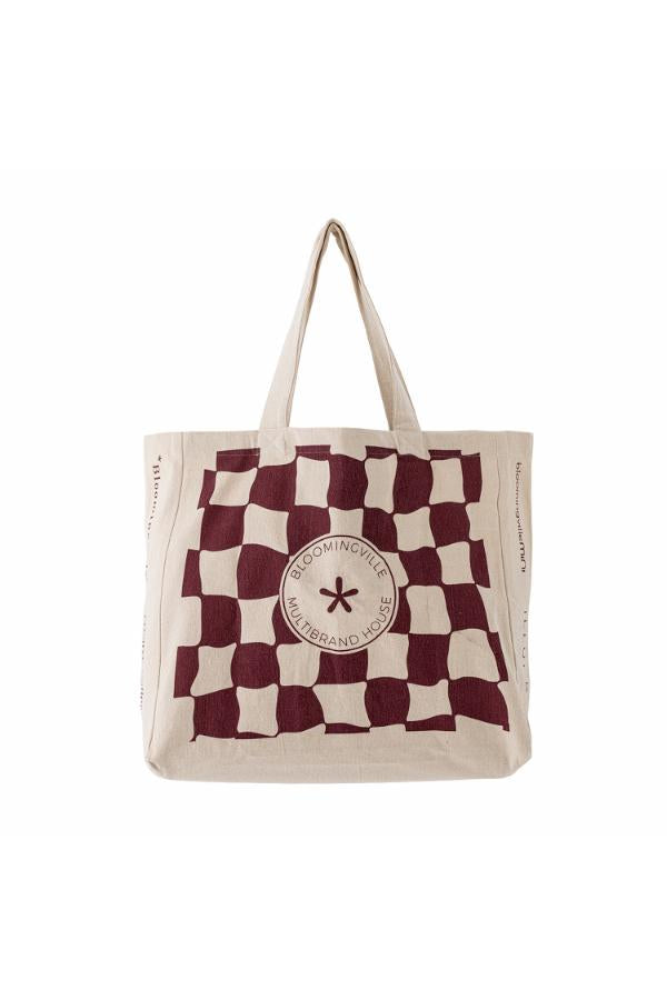 Bloomingville Check Shopping Bag, Red, Cotton OEKO-TEX®
