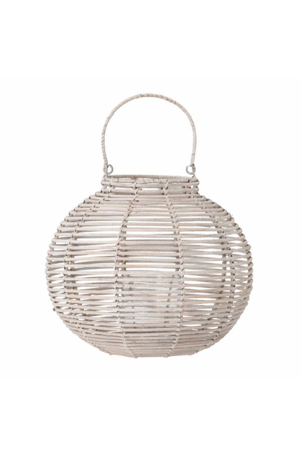 Bloomingville Malua Lantern w/Glass, White, Rattan
