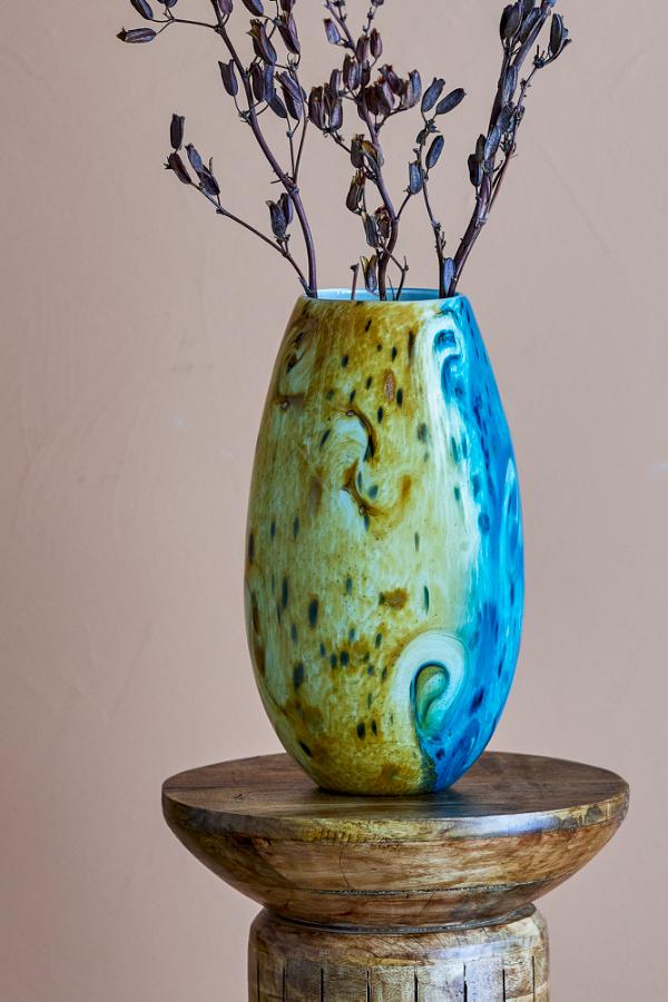 Creative Collection Kalian Vase, Blue, Glass