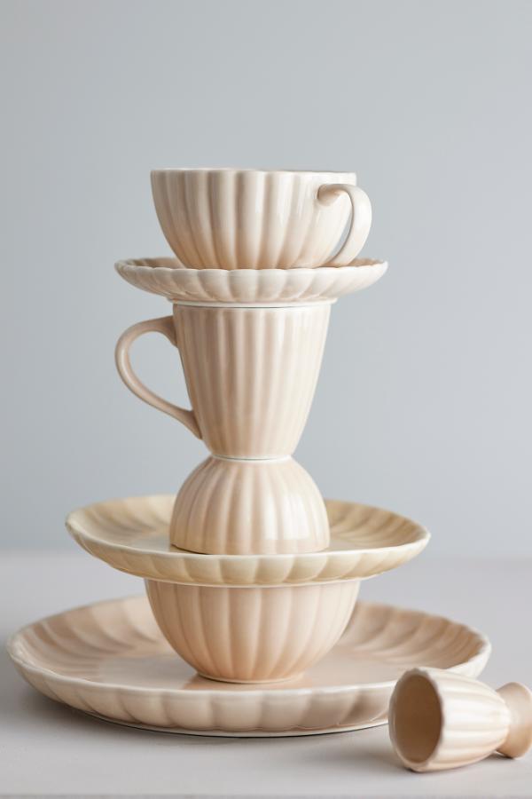 Bloomingville Latina Cup w/Saucer, Nature, Stoneware