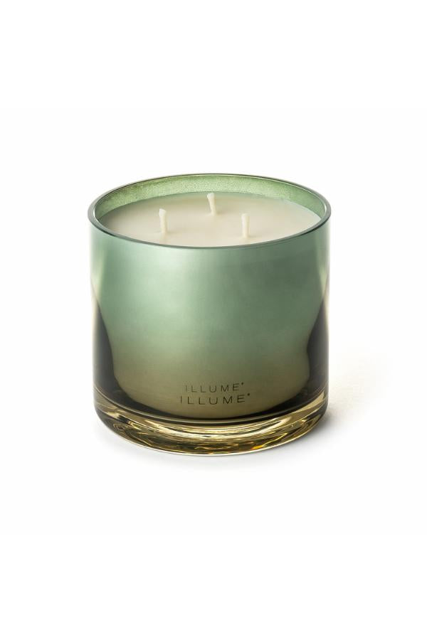 Illume Hinoki Sage Statement Glass Candle, Green,