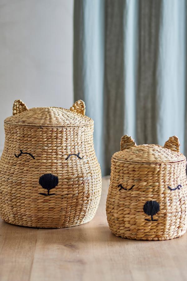 Bloomingville Mini Berny Basket w/Lid, Nature, Water Hyacinth